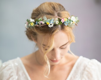 Meadow anemone flower crown Wedding wildflowers hair wreath Bridal wedding accessories Forget me nots flower crown Spring wedding Magaela