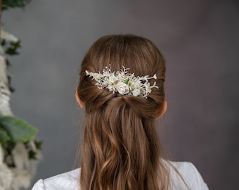First holy communion hair comb Ivory and white flower hair comb Flower girl clip Bridal hair comb Handmade custom bridal accessories Magaela