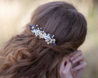 Peigne à cheveux lavande naturelle Peigne à fleurs violet et blanc Peigne à fleurs de mariage Magaela Peigne de mariée Hochzeit Accessoires pour cheveux Peigne gypsophile