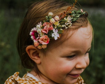 Flower headband Wedding accessories Flower girl headband Customisable Bride to be 1st birthday hairband Children photo props Magaela