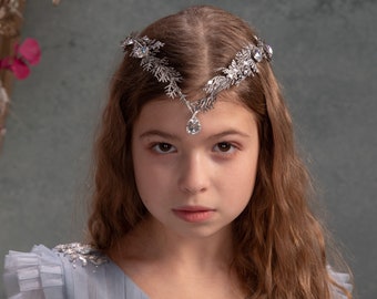 Glamour crown Holy communion crown Silver bridal crown Tiara for kids Bridal tiara Glam bridal crown Bridal crown Elven tiara Bride to be