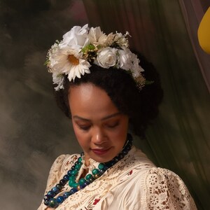 White Cream Daisy Flower Crown: Frida Inspired Wedding Headband