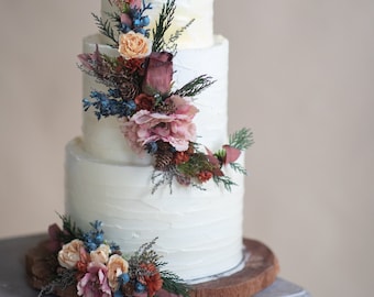 Woodland cake topper Autumn flower decoration for wedding cake Wedding accessories Floral decor Blueberries Magaela Cake flower arrangement