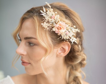 Rustic flower hair comb Blush and ivory flower headpiece Bridal hair comb Wedding jewellery Bride to be Rustic wedding Vintage accessories