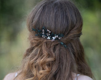 Verdure mini peigne à cheveux fleurs Peigne à cheveux mariage Eucalyptus Accessoires de mariée Verdure peigne à cheveux fleur Magaela Natural