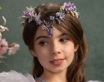 Elven flower tiara Bridal wedding crown Fairy bridal tiara Lilac elf flower tiara Romantic purple flower crown Halloween tiara Magaela