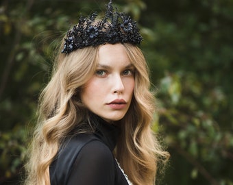 ブラックフラワークラウン：邪悪な女王のティアラ、ハロウィン