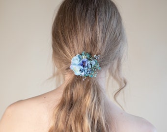 Blue flower hair tie Flower girl hair tie Wedding accessories Flower hair accessories Hair flowers Ponytail hair tie Hair bobble Magaela