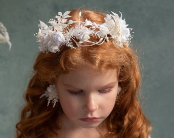 White flower crown Holy communion wreath First holy communion Flower headpiece Bridal flower crown Flower girl Bridesmaid Floral wreath