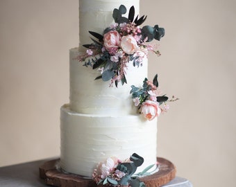 Flower cake topper Wedding cake decoration Romantic Peony and eucalyptus decoration for cake Wedding accessories Magaela Bridal cake Party