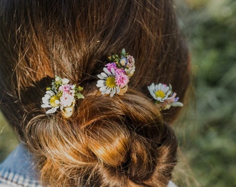 Meadow flower hairpins Daisy bridal hairpins Meadow hair flowers Bride to be Bridal hairstyle Small hair pins Flower accessories Magaela