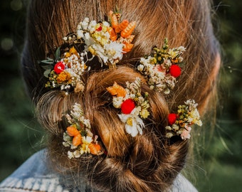 Preserved flower hairpins Set of dried hairpins Bridal hairstyle Customisable Bridal hair accessories Wildflowers wedding Natural Magaela