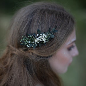 Greenery mini flower hair comb Wedding hair comb Baby's breath Bridal accessories Greenery flower hair comb Magaela Natural Hair comb