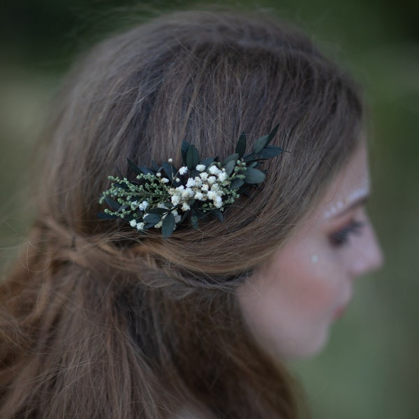 Greenery mini flower hair comb Wedding hair comb Baby's breath Bridal accessories Greenery flower hair comb Magaela Natural