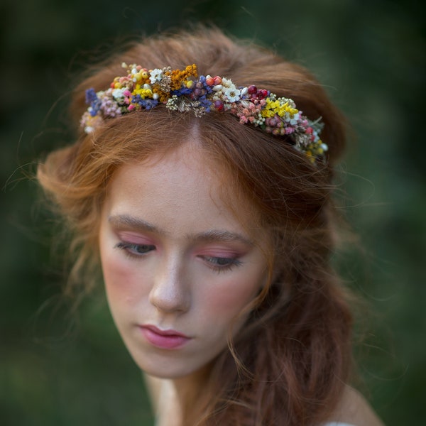 Bandeau fleurs séchées Coiffure de mariée Accessoires naturels Magaela Bandeau personnalisable Accessoires de mariage Future mariée Mariage d'automne