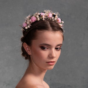 Peony flower headband Wedding headpiece with pink peonies Wedding hair jewellery Durable bridal hairband Magaela romantic headband Handmade