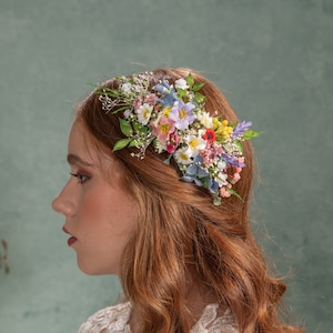 Pettine per capelli di fiori di campo Pettine per capelli da sposa romantico Accessori da sposa Boho Matrimonio estivo Matrimonio in giardino Pettine per capelli da sposa Fiori di prato Estate immagine 1