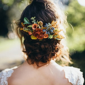 Autumn hair comb with blueberries Flower hair comb Hair comb inspired by autumn Wedding comb Bridal hair fashion accessories Wedding