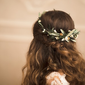 Greenery wedding set of hair comb and wreath Boho wedding Rustic wedding hair crown Olive leaves wreath Customisable Magaela accessories