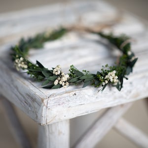 Natural wedding hair crown Flower hair wreath Bridal flower crown Baby's breath Magaela accessories Handmade hair wreath Greenery Wedding