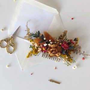 Autumn flower hair comb Burnt orange flower comb Autumn wedding Rustic flowers Bridal hair comb Fall wedding comb Bridal hair accessory