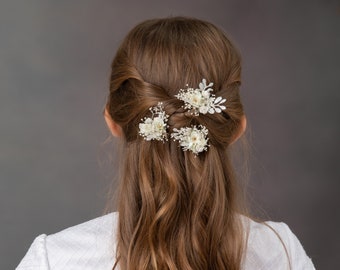 Lot de 3 épingles à cheveux Première communion, bijoux floraux, accessoires pour cheveux de mariage, coiffure de fille d'honneur, Magaela, épingles à cheveux de mariée