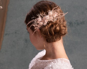 Romantic hair comb Pink floral hair comb Holy communion hair comb Flower hair comb Bridal comb Preserved flowers Magaela accessories Bride