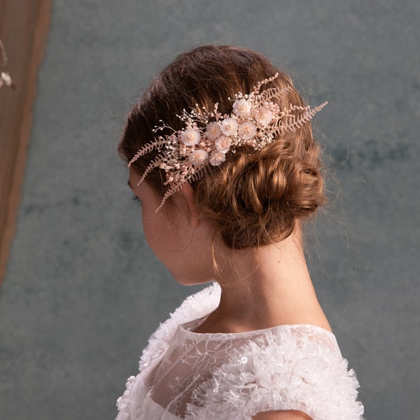 Romantic hair comb Pink floral hair comb Holy communion hair comb Flower hair comb Bridal comb Preserved flowers Magaela accessories Bride