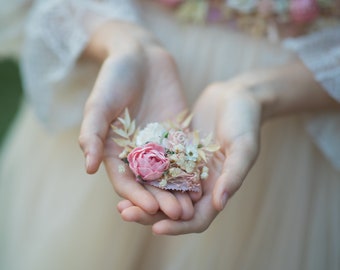 Broche de fleurs romantique Broche blush et ivoire Accessoires de mariage Broche de fleurs crème pour mère Bijoux de mariée Bijoux faits à la main