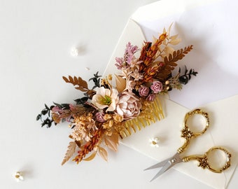 Romantic hair comb Vintage hair comb Blush hair comb Pink and cream flowers Bridal hair accessories Bridal hair comb Magaela Cottagecore