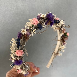 Romantic purple and pink flower headband Bridal headpiece Flower accessories Flower hair jewellery Bride to be Rustic wedding Magaela
