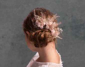 Flower hair pin Romantic flower headpiece First holy communion Pink flower hairpins Flower clips Clips for kids Preserved flowers Magaela