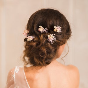 Épingles à cheveux de fleurs de mariée Fleur de cheveux romantique Bijoux de mariage Fleurs de coiffure Bride to be Hochzeit Magaela accessoires Fait à la main Personnalisable image 1