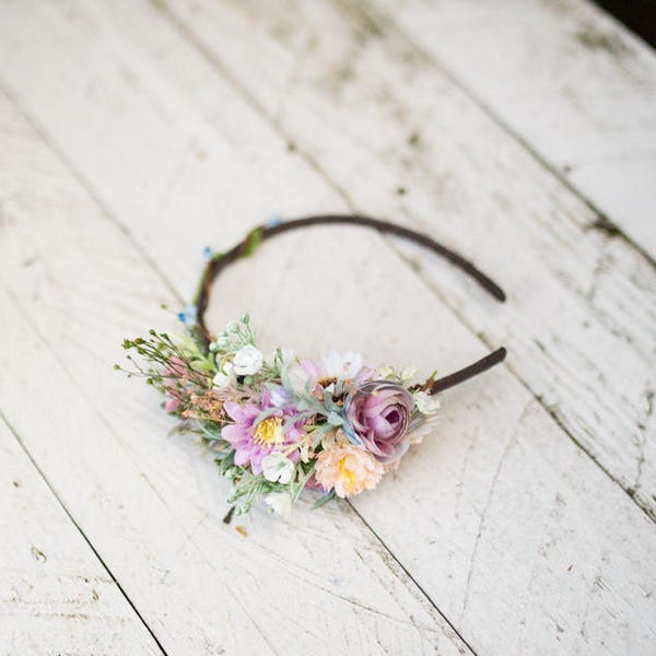 Romantic headband Boho headband Flower headband Pastel colors Magaela accessories Hair accessories