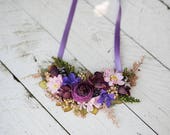 Collier violet riche fleur collier Boho collier fait à la main collier collier avec ruban de satin Magaela bijoux
