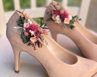 Fermagli per scarpe a fiore Fermagli per scarpe da sposa romantici Fiori per scarpe Accessori da sposa Gioielli da sposa Accessori Magaela fatti a mano Gioielli