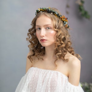 Boho wedding headpiece Bohemian flower crown Terraccota wedding Hair wreath with hair comb Summer wedding Autumn wedding Cottagecore Magaela image 4
