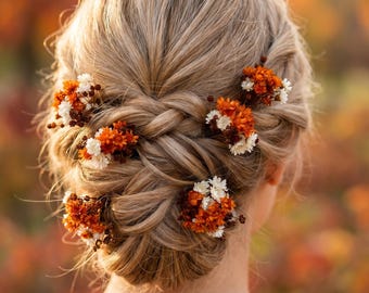 Fall Dried Flower Hairpins: Autumn Wedding Hair Accessories
