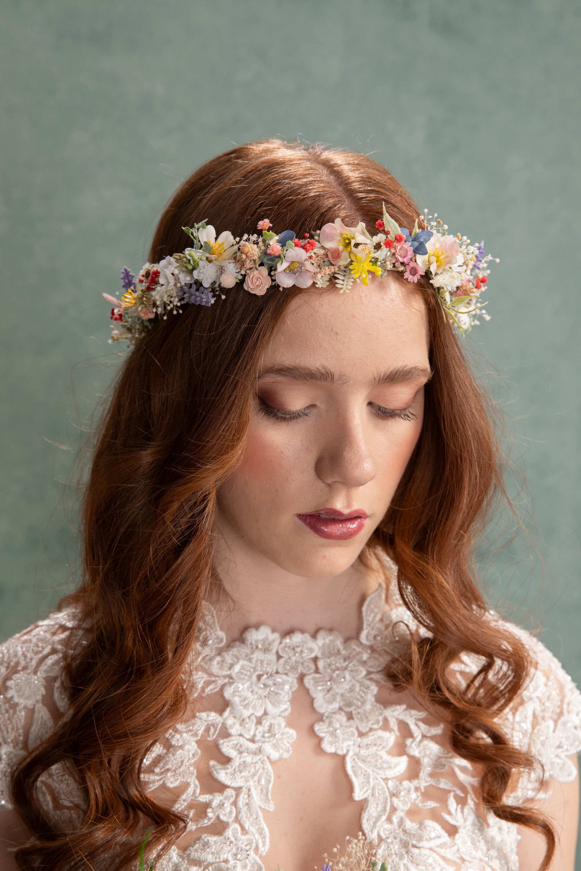 帽子 Meadow Flower crown Meadow Flower Hair Crown Bridal Accessories Lavender and