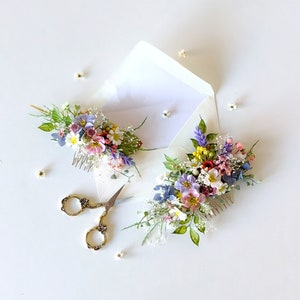 Wildflower hair comb Romantic bridal hair comb Boho wedding accessories Summer wedding Garden wedding Bridal hair comb Meadow flowers Summer image 1