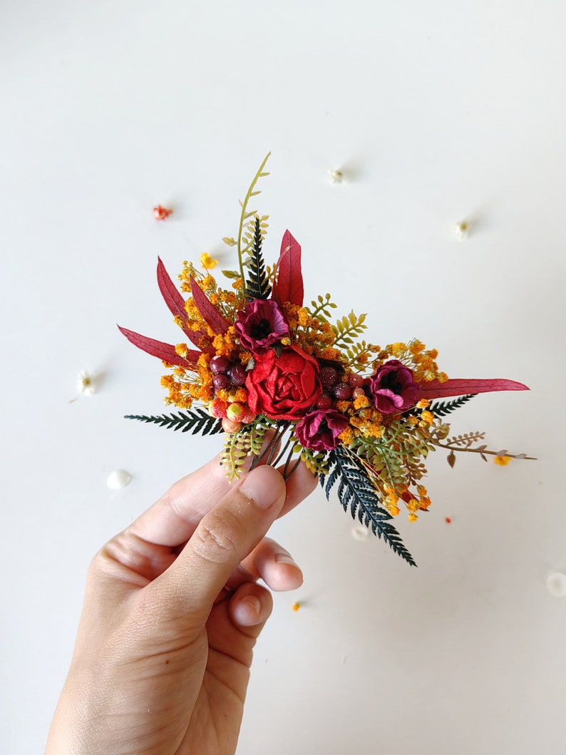 Autumn flower hair comb Fall wedding comb Flower hair jewellery Bridal hair accessories Handmade custom accessories October wedding Magaela image 5