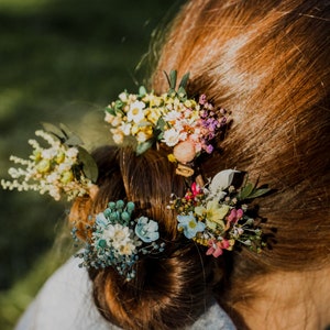 Meadow flower hairpins Natural dried flower hairpins Wedding hairstyle Bride to be Magaela Bridal hair accessories Colourful wildflowers image 4