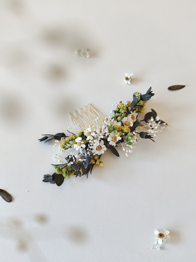 Greenery bridal hair comb Eucalyptus flower comb Preserved flower hair comb Greenery wedding Ixodia flowers Rustic wedding Magaela Bride image 3