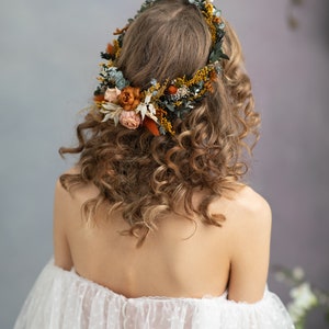 Boho wedding headpiece Bohemian flower crown Terraccota wedding Hair wreath with hair comb Summer wedding Autumn wedding Cottagecore Magaela image 2