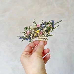 Peigne pour cheveux des prés, fleurs sauvages, peigne pour cheveux de mariée, conception de fées, mariage d'été, peigne pour fleurs bohème, petit peigne pour mariée, mariée Magaela