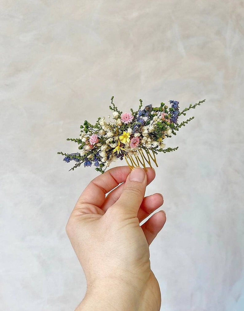 Meadowy hair comb Wild flowers hair comb Bridal hair Fairy design Summer wedding Bohemian flower comb Small bridal hair comb Magaela Bride image 1