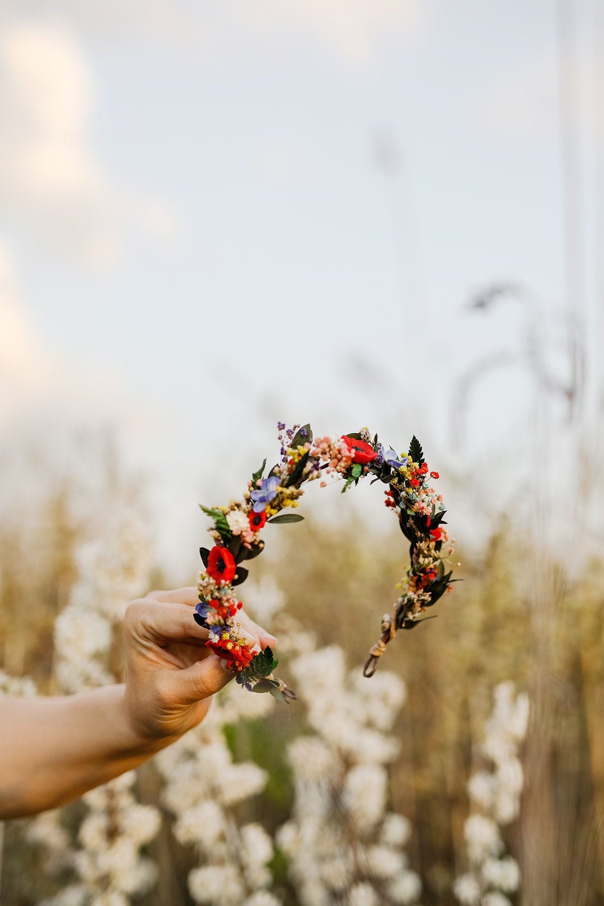 Poppy Flower Wedding Crown: Colorful Meadow Bridal Half Wreath - Etsy