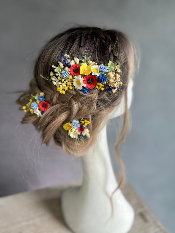 花と葉のモチーフ ヘアコーム　brideme 結婚式アクセサリー 花柄のウェディングコーム、ブライダルヘアジュエリー、繊細な花の葉