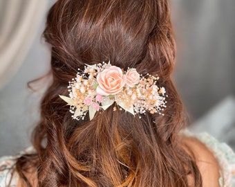 Romantic flower hair clip Bridal flower clip Bride toe be Romantic boho wedding Peach accessories Blush hair clip Romantic hairstyle Magaela