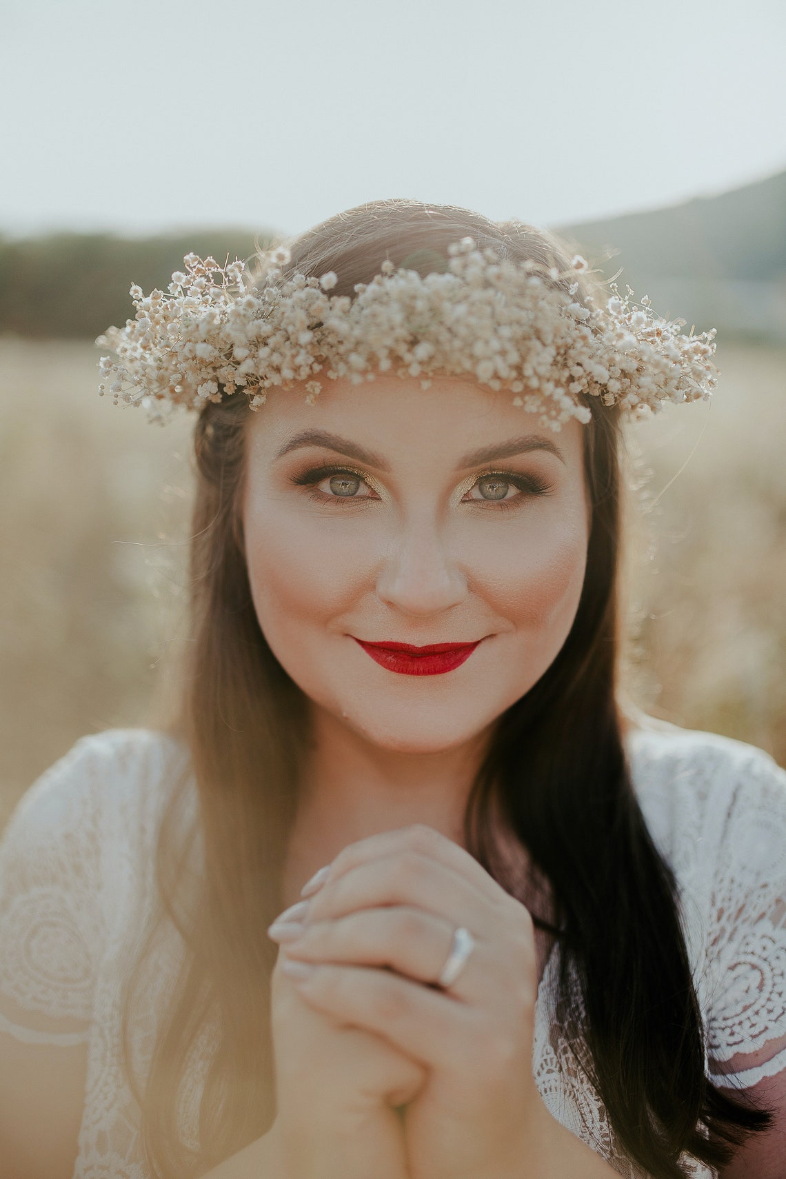 Baby's Breath Flower Crown Natural Bridal Hair Wreath Etsy